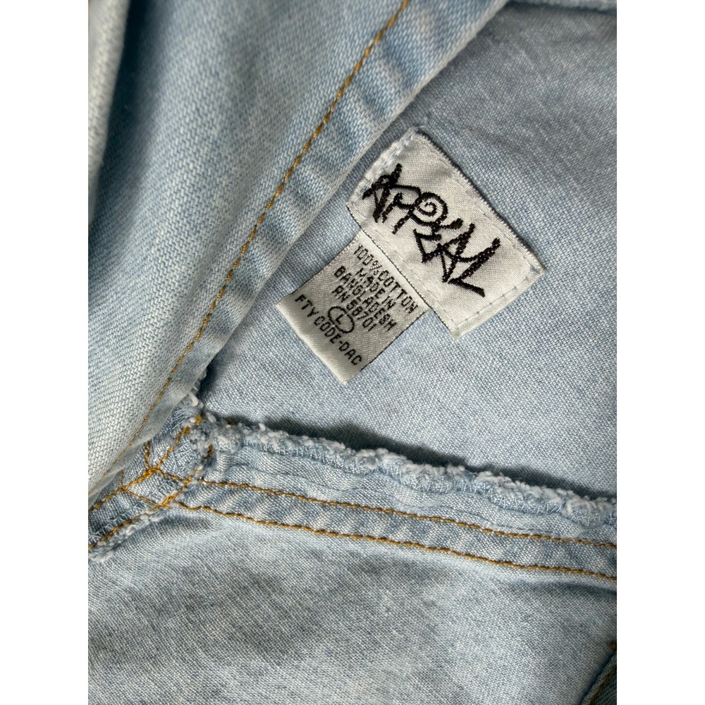90's Appeal Womens Light Wash Denim Shortalls Overalls Light Blue Cotton Size L - Picture 3 of 6